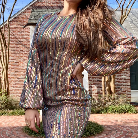 Sequin Long Sleeve Dress - Picture 1 of 2